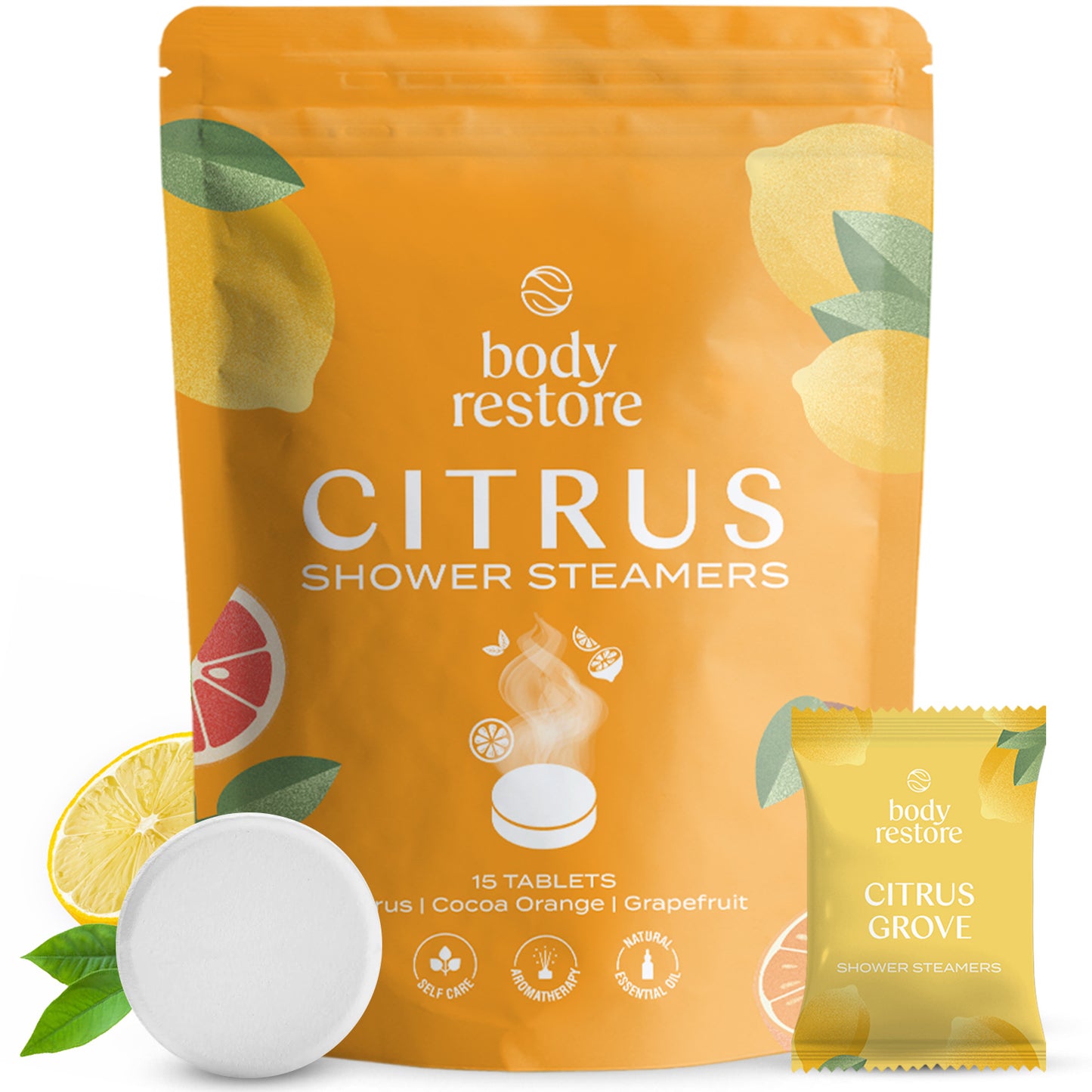 Body Restore Showersteamers Citrus - Luxe Cadeaupakket (15 stuks) - Ideaal Geschenk voor Feestdagen, Verjaardagen & Moederdag