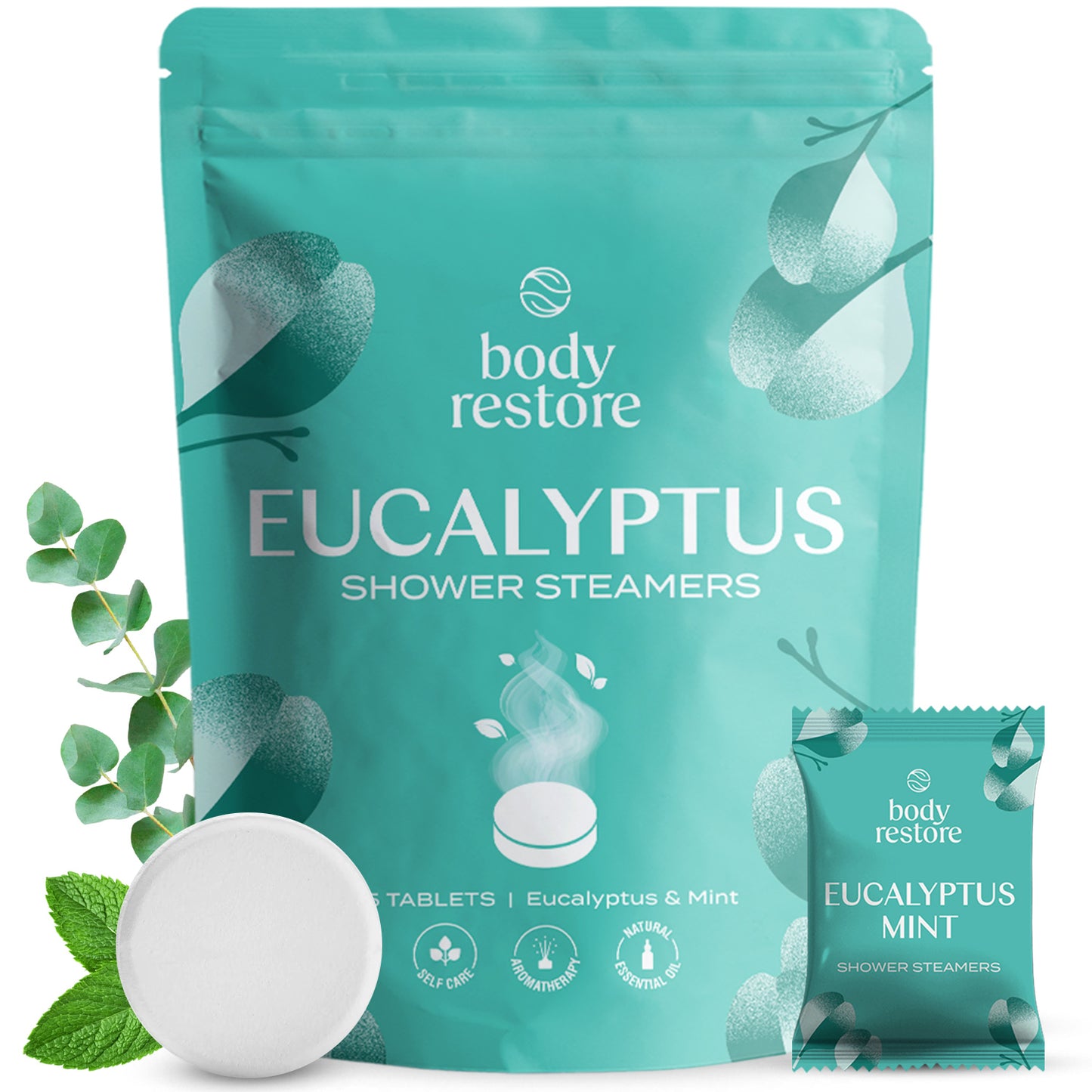 Body Restore Showersteamers Eucalyptus en munt - Luxe Cadeaupakket (15 stuks) - Ideaal Geschenk voor Feestdagen, Verjaardagen & Moederdag