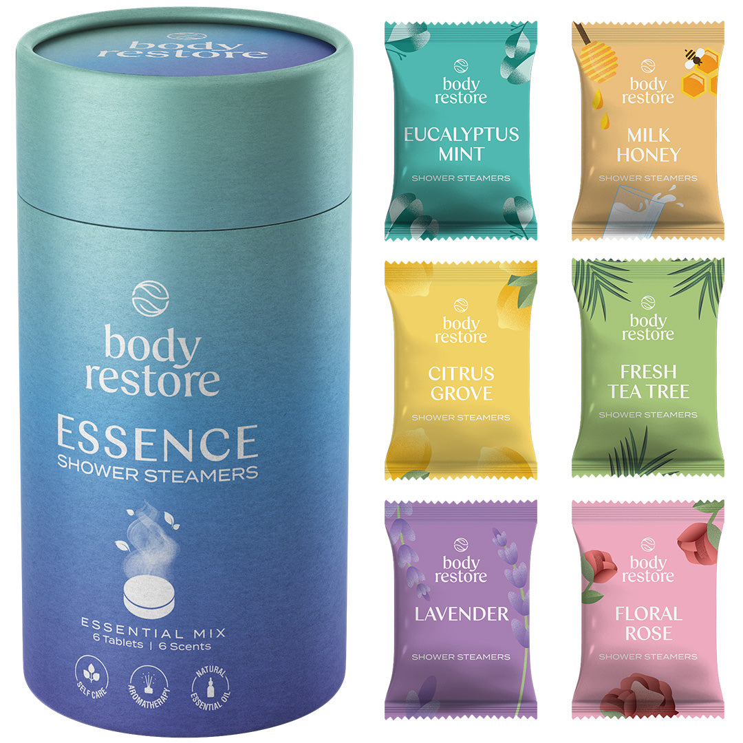 Body Restore Showersteamers Essence Variety Mix - Luxe Cadeaupakket (6 stuks) - Ideaal Geschenk voor Feestdagen, Verjaardagen & Moederdag